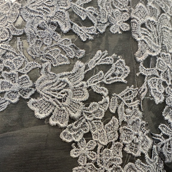 New Gray Floral Appliqué Evening Gown - Picture 6 of 6